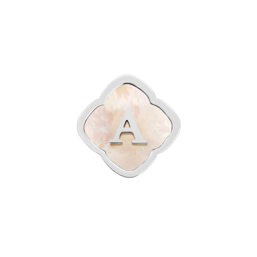 Rosette Pearl Clover Charms (Silver) - Initials