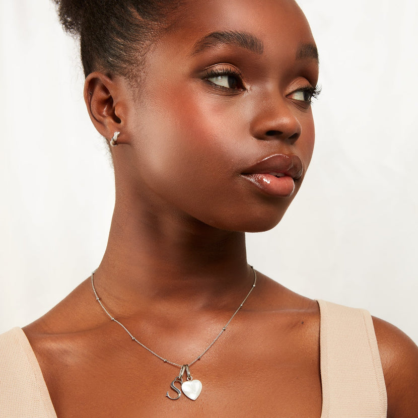 Personalised Initial & Birthstone Necklace (Silver)