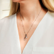 Personalised Initial & Droplet Birthstone Necklace (Silver)