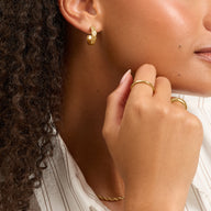 Quilted Hoop Earrings (Gold)