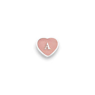 Rose Quartz Heart Charms (Silver) - Initials