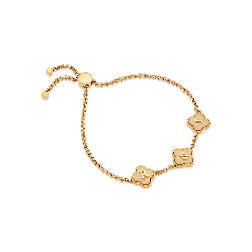 Molten Clover Custom Name Bracelet (Gold)