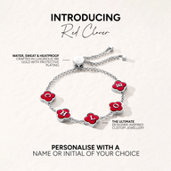 Red Custom Clover Name Bracelet (Silver)