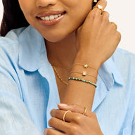 Starfish & Moonstone Bracelet Set (Gold)