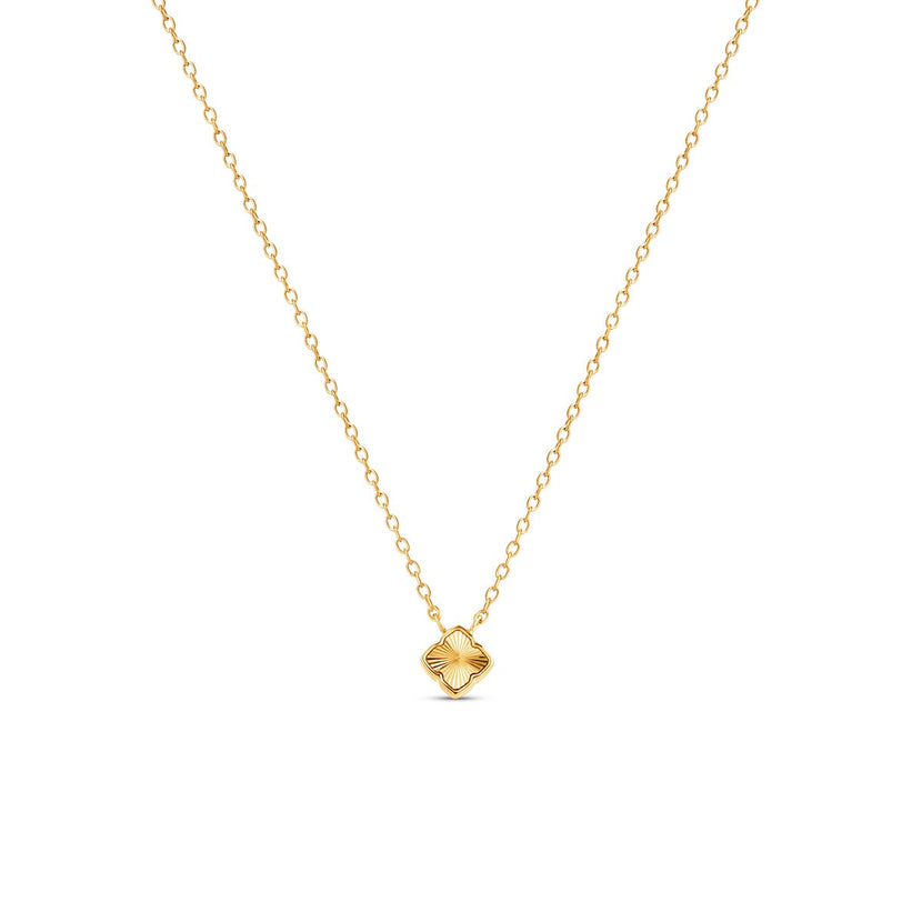Fine Mini Fluted Clover Necklace (Gold)