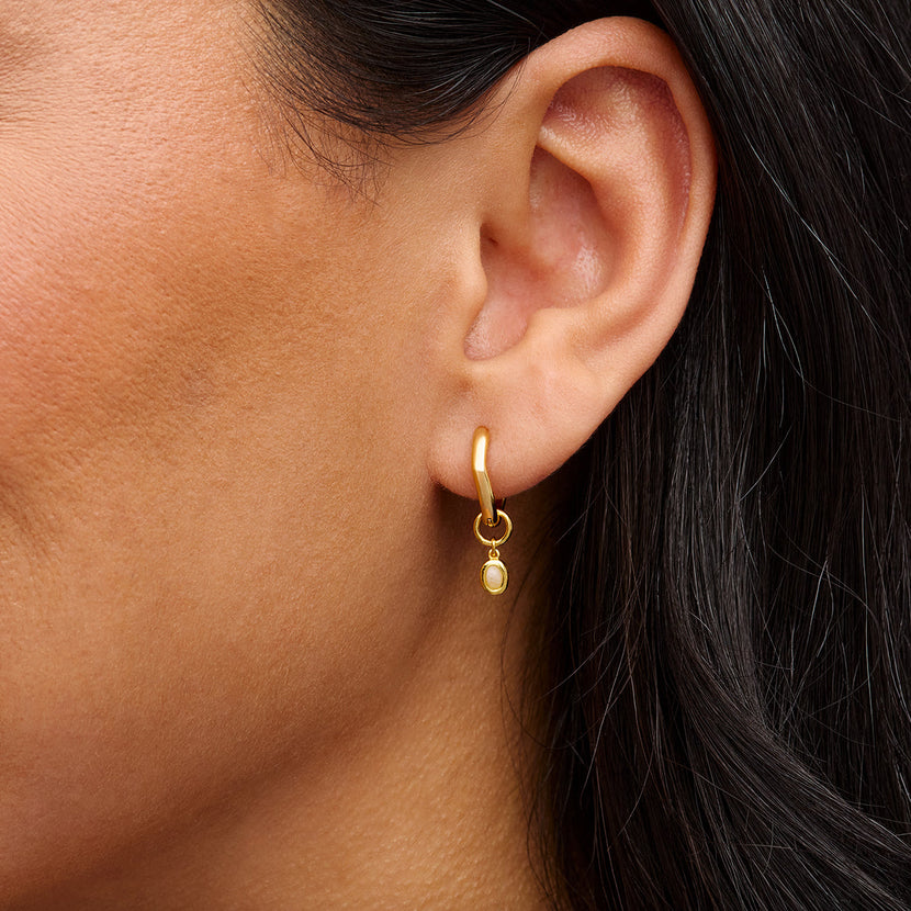 Fine Molten Huggie Earrings (Gold) - Moonstone