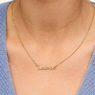 Crystal Cursive Name Necklace (Gold)