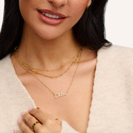 Crystal Cursive Name Necklace (Gold)