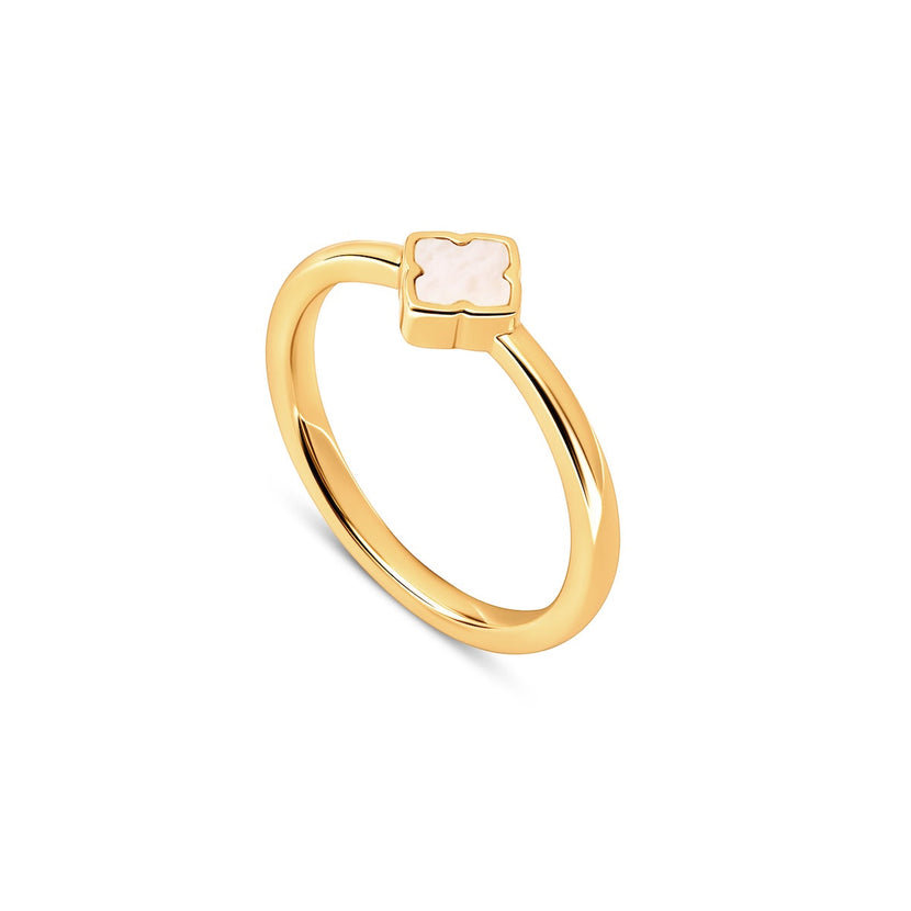Fine Mini Pearl Clover Ring (Gold)
