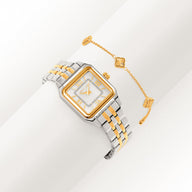 Essence Watch & Fluted Clover Bracelet Set (Gold/Silver)