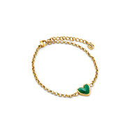 Green Quartz Heart Bracelet (Gold)