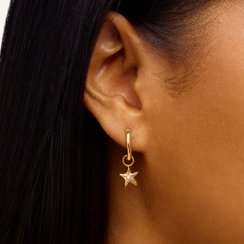 Molten Starfish Huggie Earrings (Gold)
