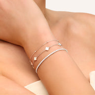 Mini Multi Pearl Clover Bracelet (Silver)