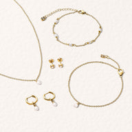 Fine Organic Pearl Necklace Bridesmaid Gift Set (Gold)