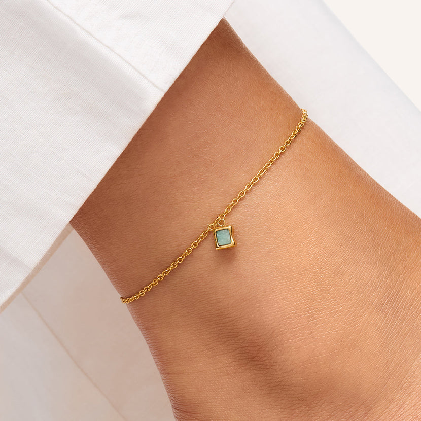 Amazonite Stone Anklet (Gold)