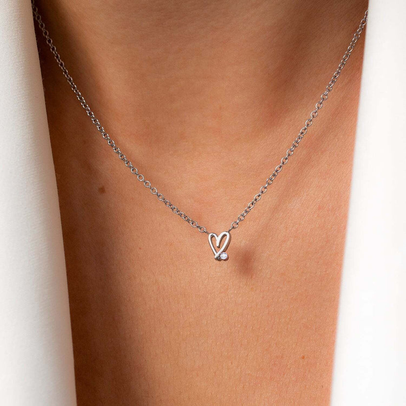 Stacey's Stories Doodle Heart Bracelet & Necklace Set (Silver)