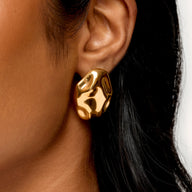 Statement Molten Button Studs (Gold)