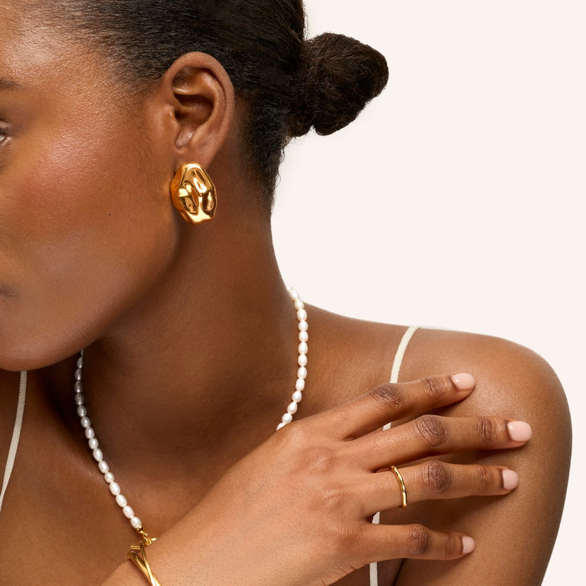 Statement Molten Button Studs (Gold)