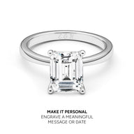 Emerald Cut Solitaire Ring 2ct (Silver)