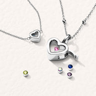 Floating Birthstone Locket Necklace (Silver)