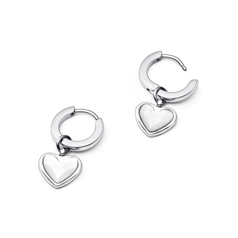 White Quartz Heart & Stud Earrings Bundle (Silver)