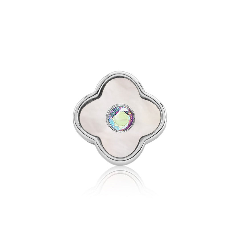 Pearl Clover Charms (Silver) - Birthstones