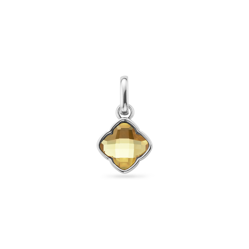 Faceted Birthstone Clover Pendant (Silver)