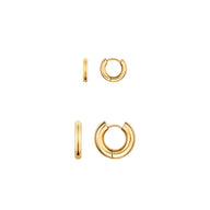 Small Chunky Huggie Hoop Earring Bundle (Gold)