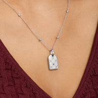 Mini Monogram Birthstone Tag Necklace (Silver)