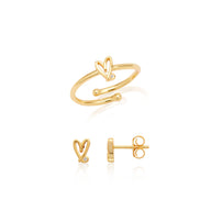 Stacey's Stories Doodle Heart Earrings & Ring Set (Gold)