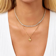 Heart Photo Locket Sphere Necklace (Gold)