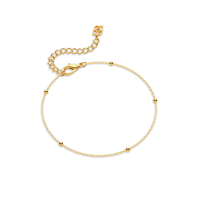 Layering Sterling Silver Fine Sphere Chain Bracelet (Gold)