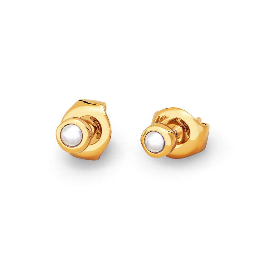 Fine Organic Pearl Stud Earring (Gold)
