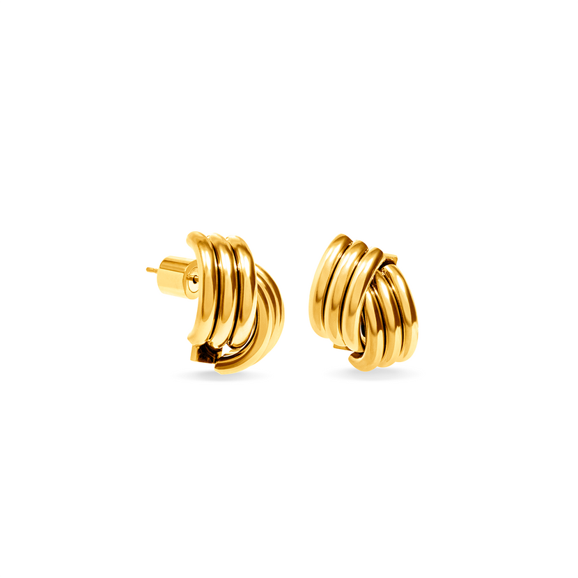 Triple Band Cross Studs (Gold)