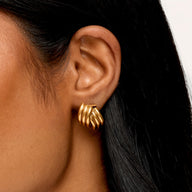 Triple Band Cross Studs (Gold)