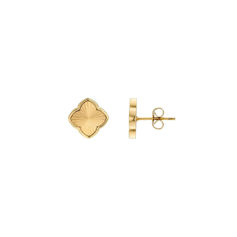 Textured Clover Stud Earrings (Gold)