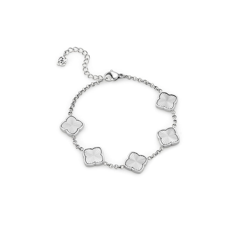 Textured Multi Clover Bracelet (Silver)