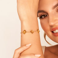 Clover Custom Name Bracelet (Gold)