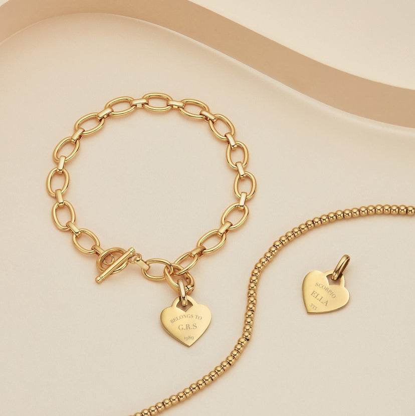 NEW Heart Token Oval Bracelet (Gold)
