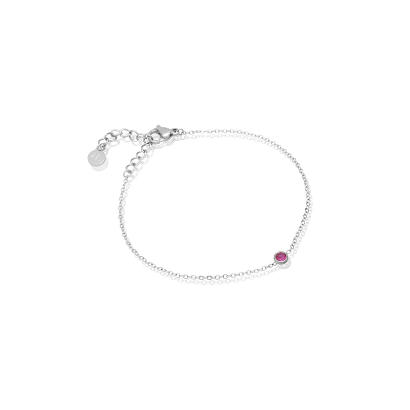 Mini Birthstone Bracelet (Silver)