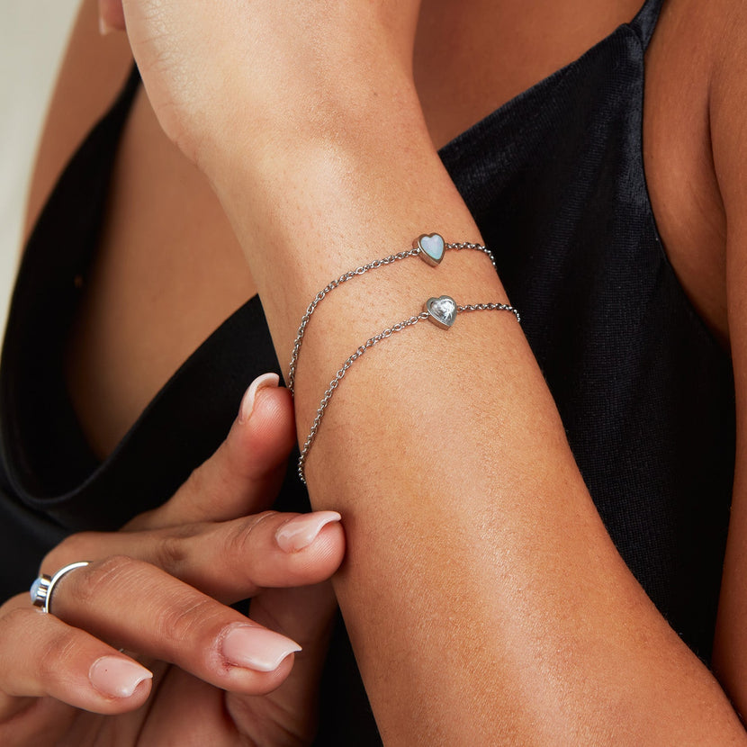 Blue Heart Bracelet (Silver)