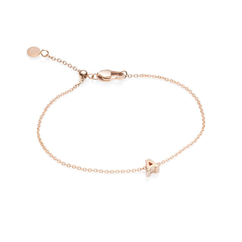 Birthstone & Little Luxe Letter Bracelet (Rose Gold)