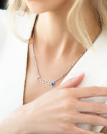 Birthstone Signature Name Necklace (Silver)