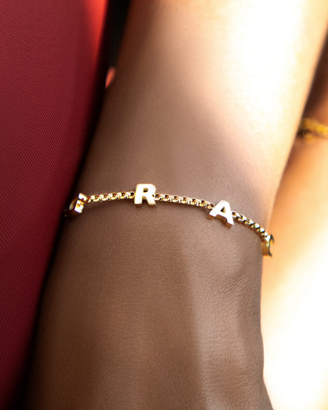 Custom Name Bracelet (Gold) - test for new charms