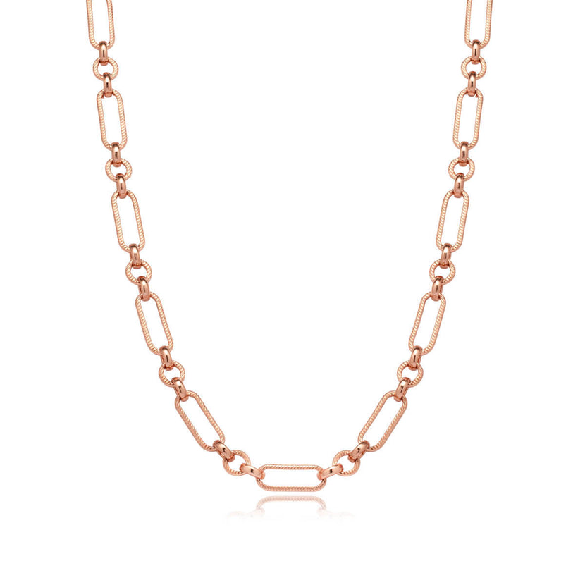 Layering Figaro Chain Necklace (Rose Gold)