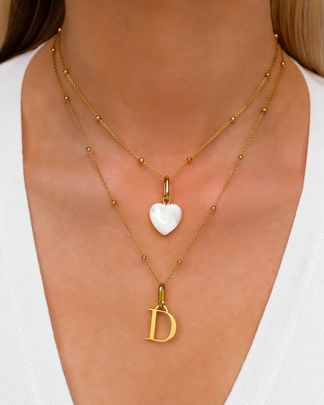 Letter & Birthstone Sphere Chain Layered Set (Gold)