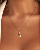 Lowercase Initial Sphere Chain Necklace (Rose Gold)