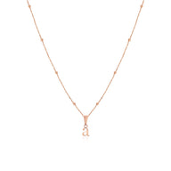 Lowercase Initial Sphere Chain Necklace (Rose Gold)
