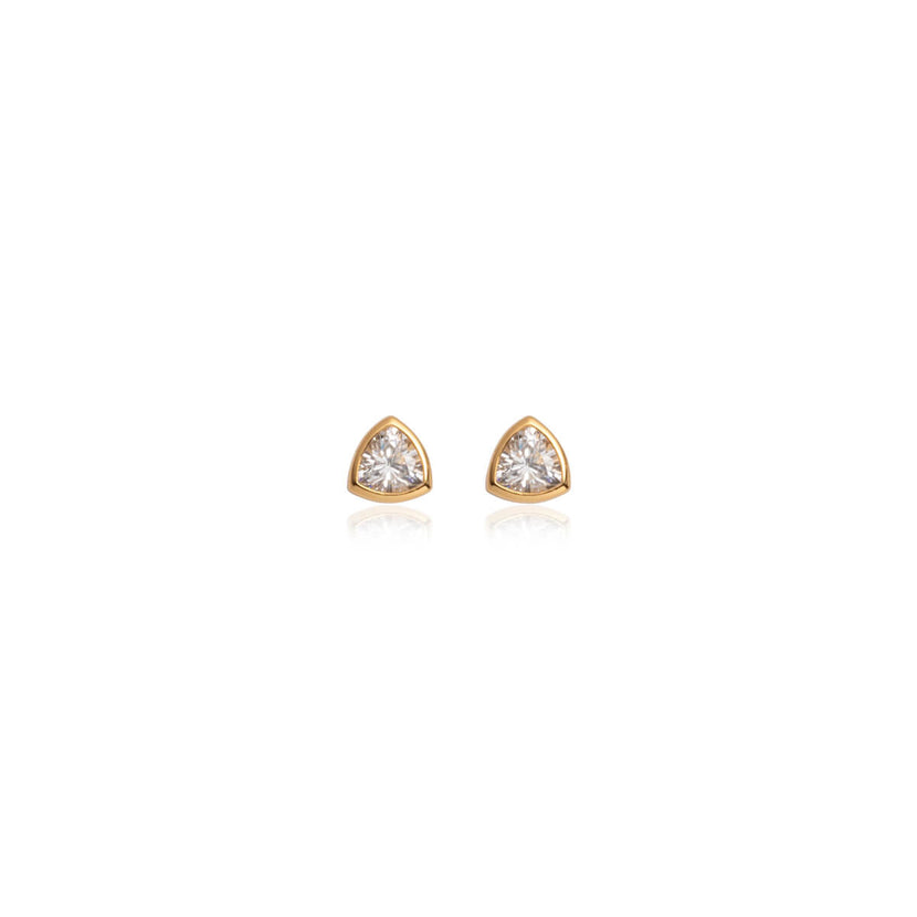 Sterling Silver Crystal Stud Earrings (Gold)