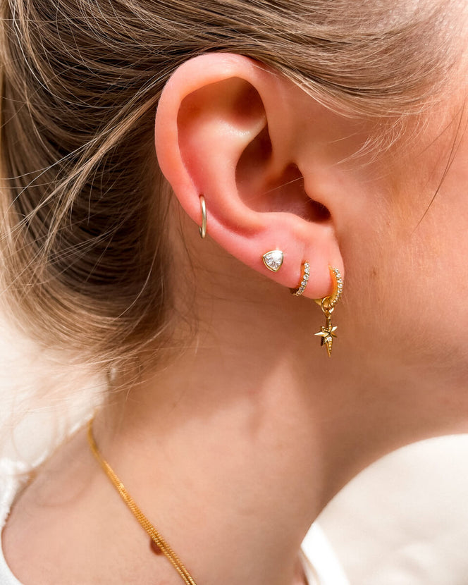 Sterling Silver Crystal Stud Earrings (Gold)